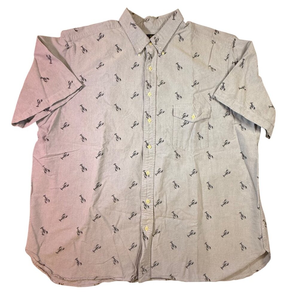 Ralph Lauren Mens 2XB Big Short Sleeve Button-Down Shirt W/ Lobster Print Blue